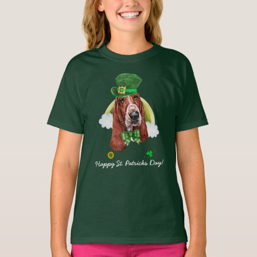 Funny Basset Hound Gold St. Patricks Day T-shirt (Voorkant)