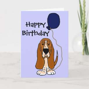Funny Basset Hound Holding Blue ballon Kaart
