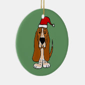Funny Basset Hound in Santa Hat-kerstkunst Keramisch Ornament (Rechts)