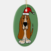 Funny Basset Hound in Santa Hat-kerstkunst Keramisch Ornament (Rechts)