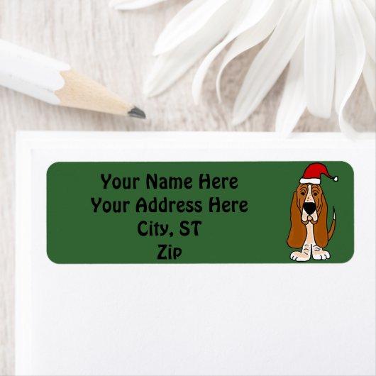 Funny Basset Hound Kerst Adresetiketten / Labels (Insitu)