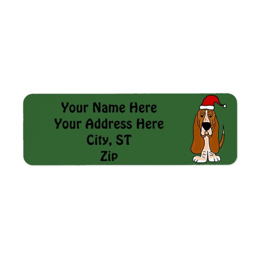 Funny Basset Hound Kerst Adresetiketten / Labels (Voorkant)