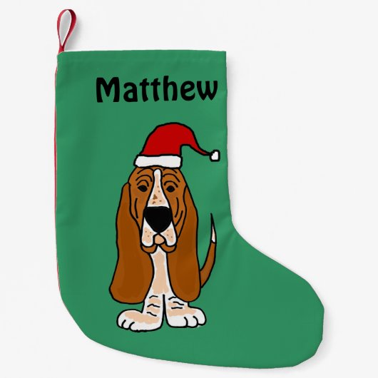 Funny Basset Hound Kerstmis stoppen Kleine Kerstsok (Voorkant)