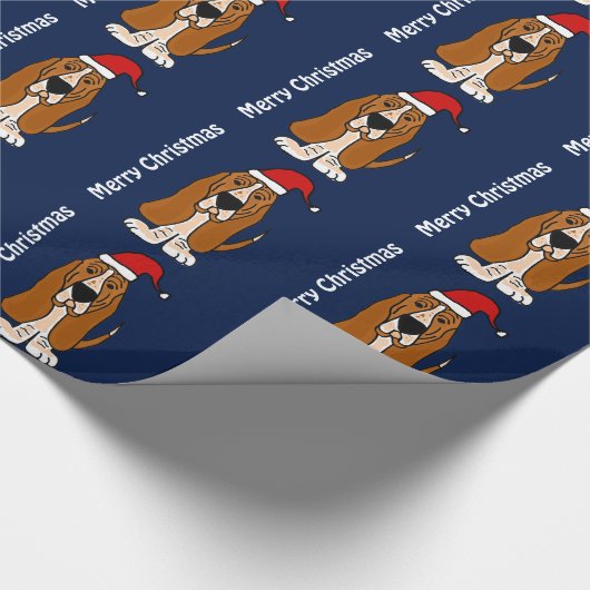 Funny Basset Hound-kerstpapier Cadeaupapier (Hoek)