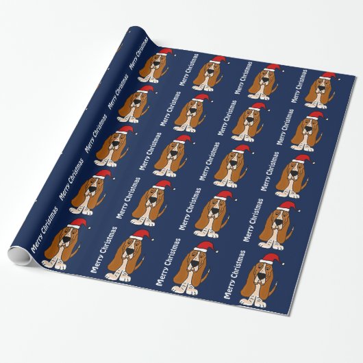 Funny Basset Hound-kerstpapier Cadeaupapier (Uitgerold)