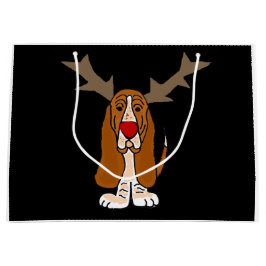 Funny Basset Hound-kerstrenrender Large Cadeautasje