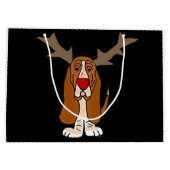 Funny Basset Hound-kerstrenrender Large Cadeautasje (Achterkant)