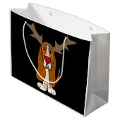 Funny Basset Hound-kerstrenrender Large Cadeautasje (Achterkant Gekanteld)