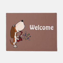 Funny Basset Hound Pplay Saxophone Doormat Deurmat