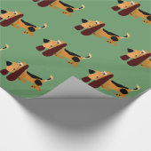 Funny Basset Hound Primitive Art Cadeaupapier (Hoek)