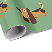 Funny Basset Hound Primitive Art Cadeaupapier (Rol Hoek)