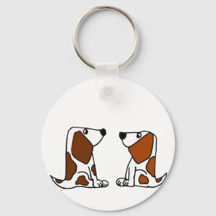 Funny Basset Hound Puppy Dogs Cartoon Sleutelhanger