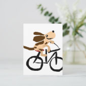 Funny Basset Hound Riding Bicycle Briefkaart (Staand voorkant)