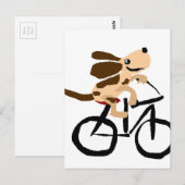 Funny Basset Hound Riding Bicycle Briefkaart (Voorkant / Achterkant)