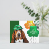 Funny Basset Hound St. Patrick's Day Briefkaart (Staand voorkant)