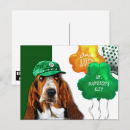 Funny Basset Hound St. Patrick's Day Briefkaart