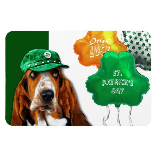 Funny Basset Hound St. Patrick's Day Gift Magneet (Horizontaal)