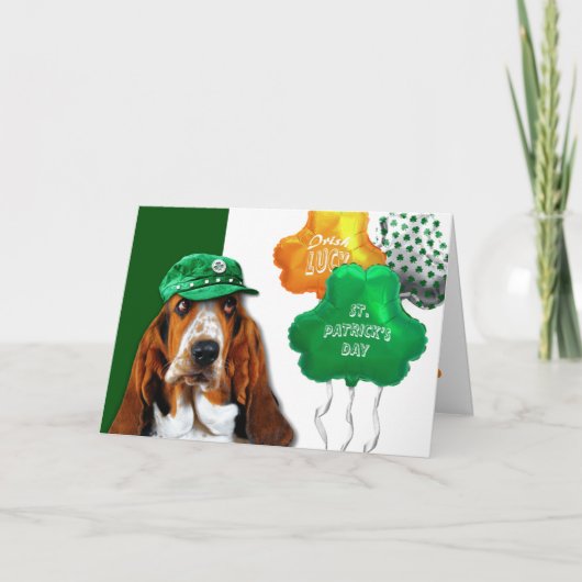 Funny Basset Hound St. Patrick's Day Kaart (Voorkant)
