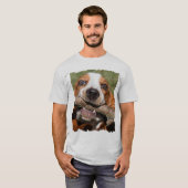 Funny Basset Hound Stick Chew T-shirt (Voorkant volledig)