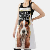 Funny basset hound zit in snacks waterverf kunst schort (Insitu)