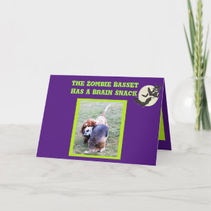 Funny Basset Hound Zombie Halloween Card Kaart