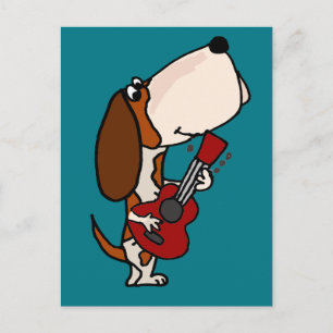 Funny Basset Hounddog Plays Guitar Briefkaart