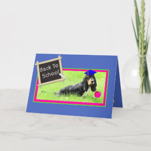 Funny Basset on Back to School Card w/Apple Kaart