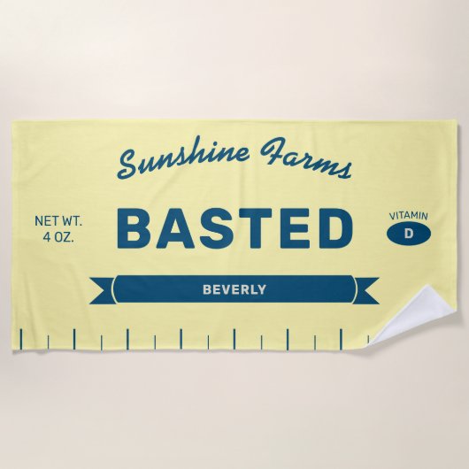 Funny BASTED Butter Stick Personalized Yellow  Strandlaken (Voorkant)