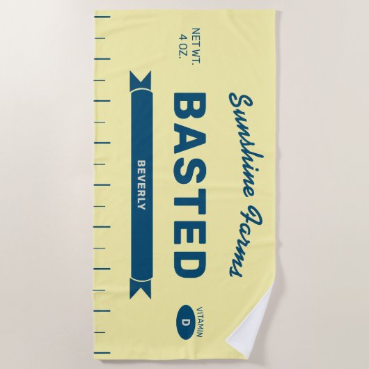 Funny BASTED Butter Stick Personalized Yellow Strandlaken (Voorkant)