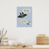 Funny Bat en Mosquito Cartoon Light Blue Poster (Keuken)