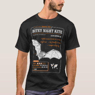 Funny Bat Fact File - Bitey Night Kite T-shirt