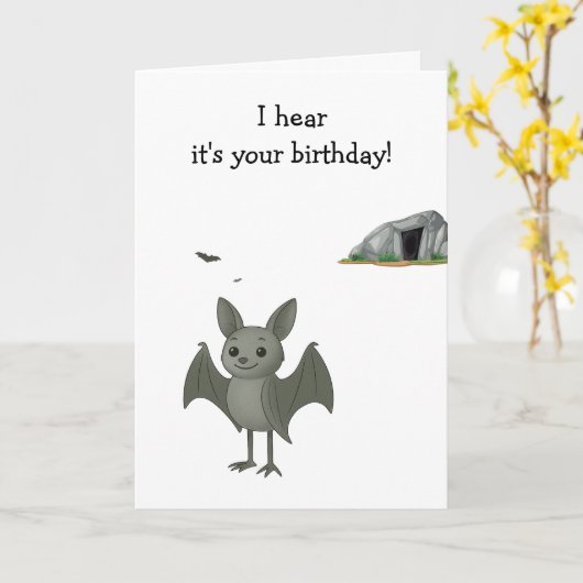 Funny Bat Hearing Age Burn Kaart (Gele Bloem)