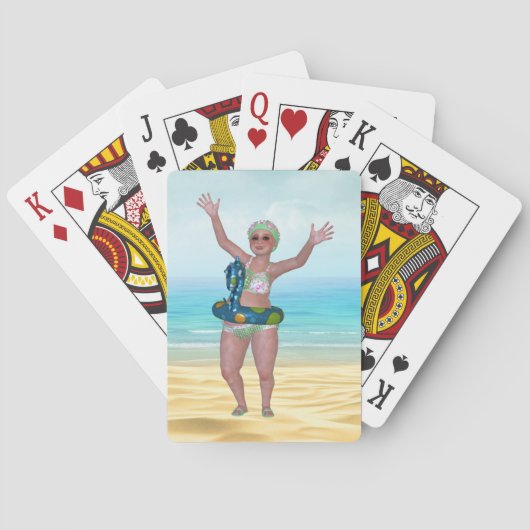 Funny Bathing Beauty Beach-speelkaarten Pokerkaarten (Achterkant)