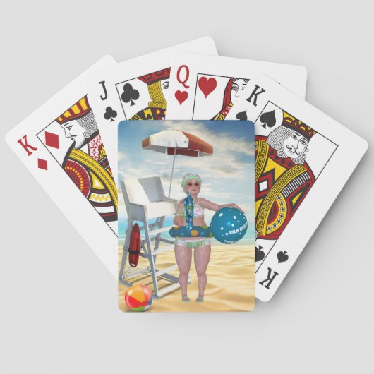 Funny Bathing Beauty Beach-speelkaarten Speelkaarten (Achterkant)