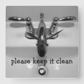 Funny Bathroom Clocks Vierkante Klok (Voorkant)