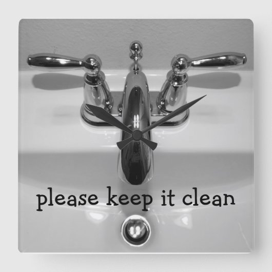 Funny Bathroom Clocks Vierkante Klok (Voorkant)