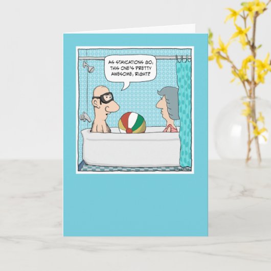 Funny Bathtub-Jubileum Kaart (Gele Bloem)