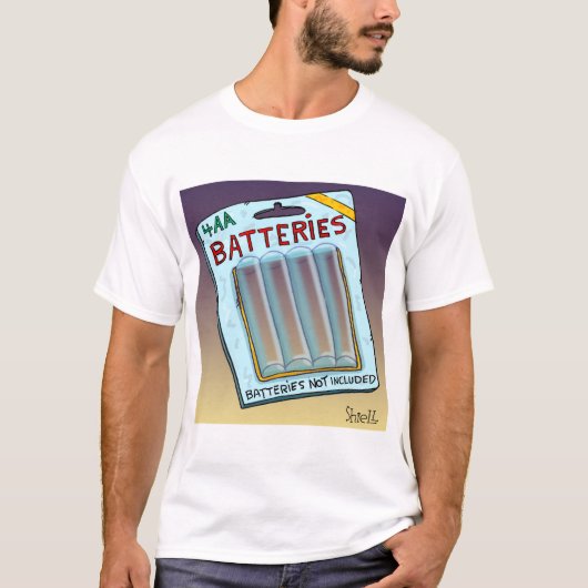 Funny Batteries Niet inbegrepen kaart en cadeau. T-shirt (Voorkant)