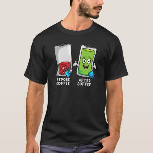 Funny Battery Premium voor en na een koffie T-shirt