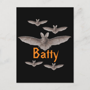 Funny Batty  Bats Black en Oranje Briefkaart