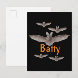 Funny Batty  Bats Black en Oranje Briefkaart