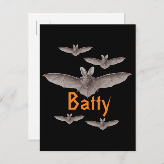 Funny Batty  Bats Black en Oranje Briefkaart (Voorkant / Achterkant)