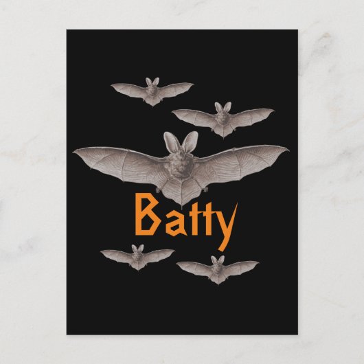 Funny Batty  Bats Black en Oranje Briefkaart (Voorkant)
