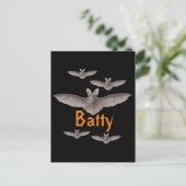 Funny Batty  Bats Black en Oranje Briefkaart (Staand voorkant)