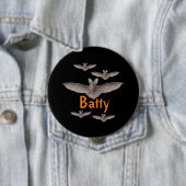 Funny Batty  Bats Black en Oranje Pinback Ronde Button 4,0 Cm (In situ)