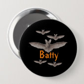 Funny Batty  Bats Black en Oranje Pinback Ronde Button 4,0 Cm (Voorkant /achterkant)