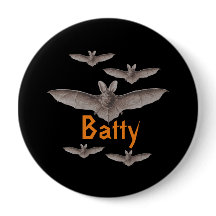 Funny Batty Bats Black en Oranje Pinback