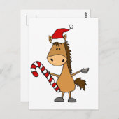 Funny Bay Horse in Santa Hat Kerstmis Briefkaart (Voorkant / Achterkant)