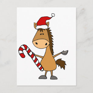 Funny Bay Horse in Santa Hat Kerstmis Briefkaart
