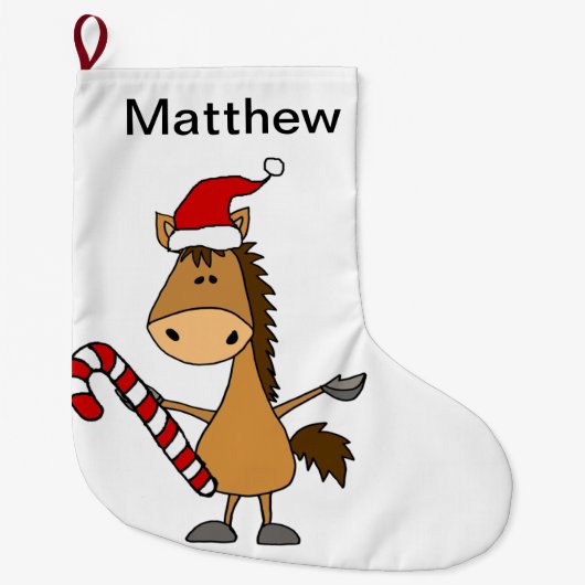 Funny Bay Horse in Santa Hat Kerstmis Grote Kerstsok (Voorkant)